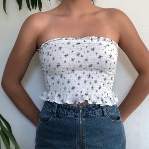 Floral ruched tube top